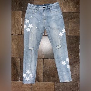 Y2K Star Pattern Slim fit ripped, Mens
